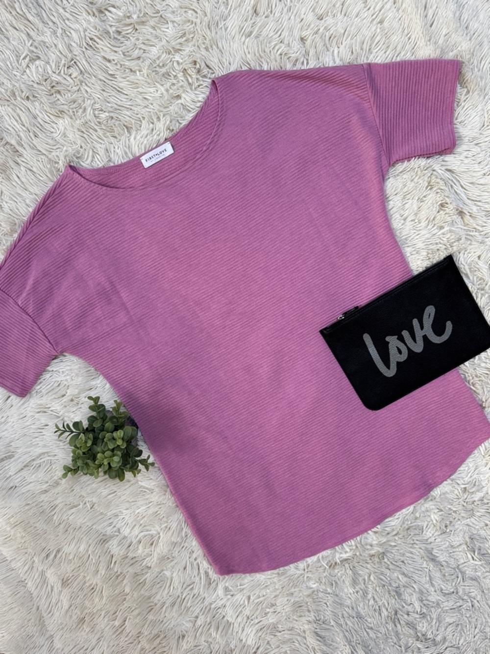 First Love Ribbed Crewneck Top 💗 Pink